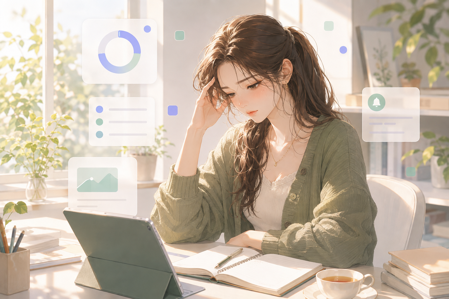 A person beginning a focus session beside a timer.