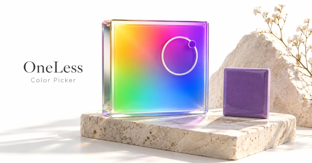 A glass color spectrum and violet swatch on a white stone display.