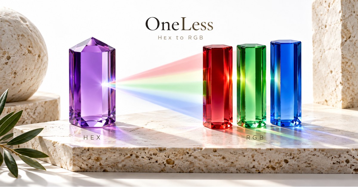A violet prism beside red, green and blue glass columns.